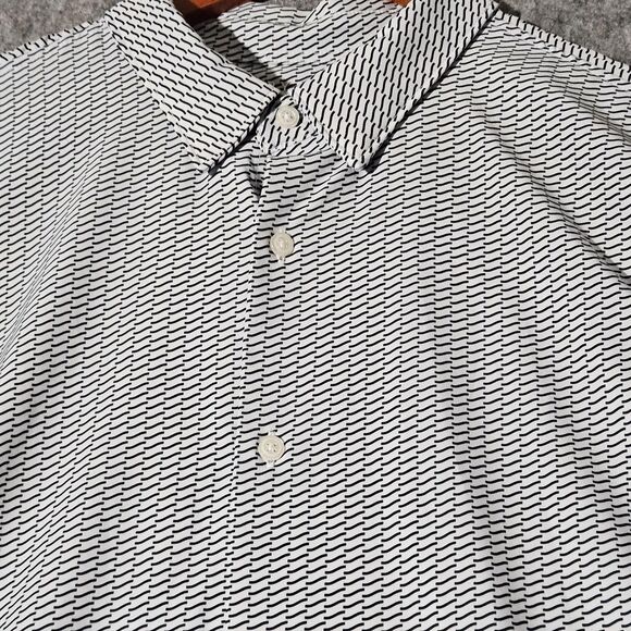 Perry Ellis Motion Shirt Mens 2XL Slim Fit Black White Pattern Stretch Button Up - Picture 2 of 7
